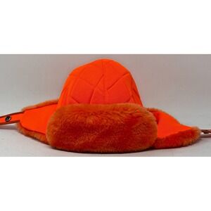 Blaze Orange Trapper Hat XL Faux Fur Lined Hunting Winter Ear Flap Cap